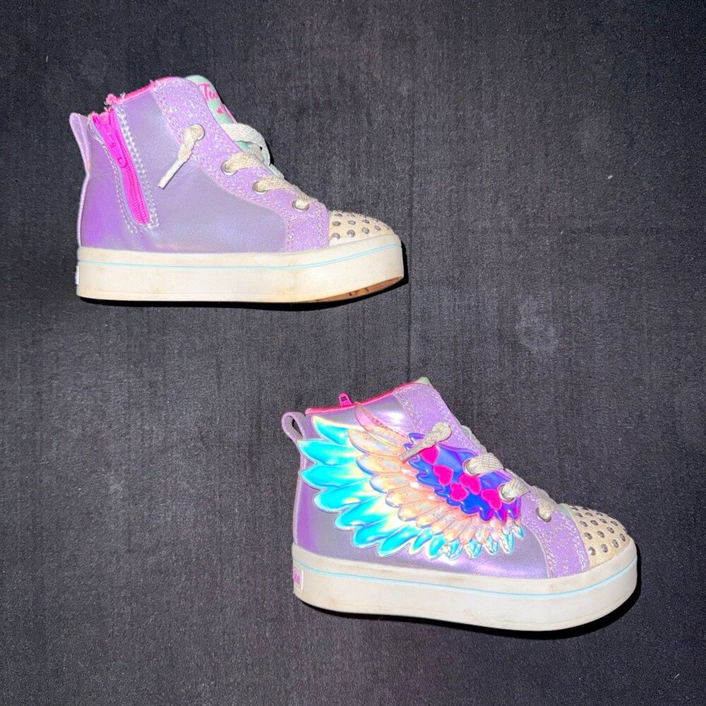 Skechers Twinkle Toes Wingsical Wish Girls Size 7 LIGHT UP Works Wing High Tops